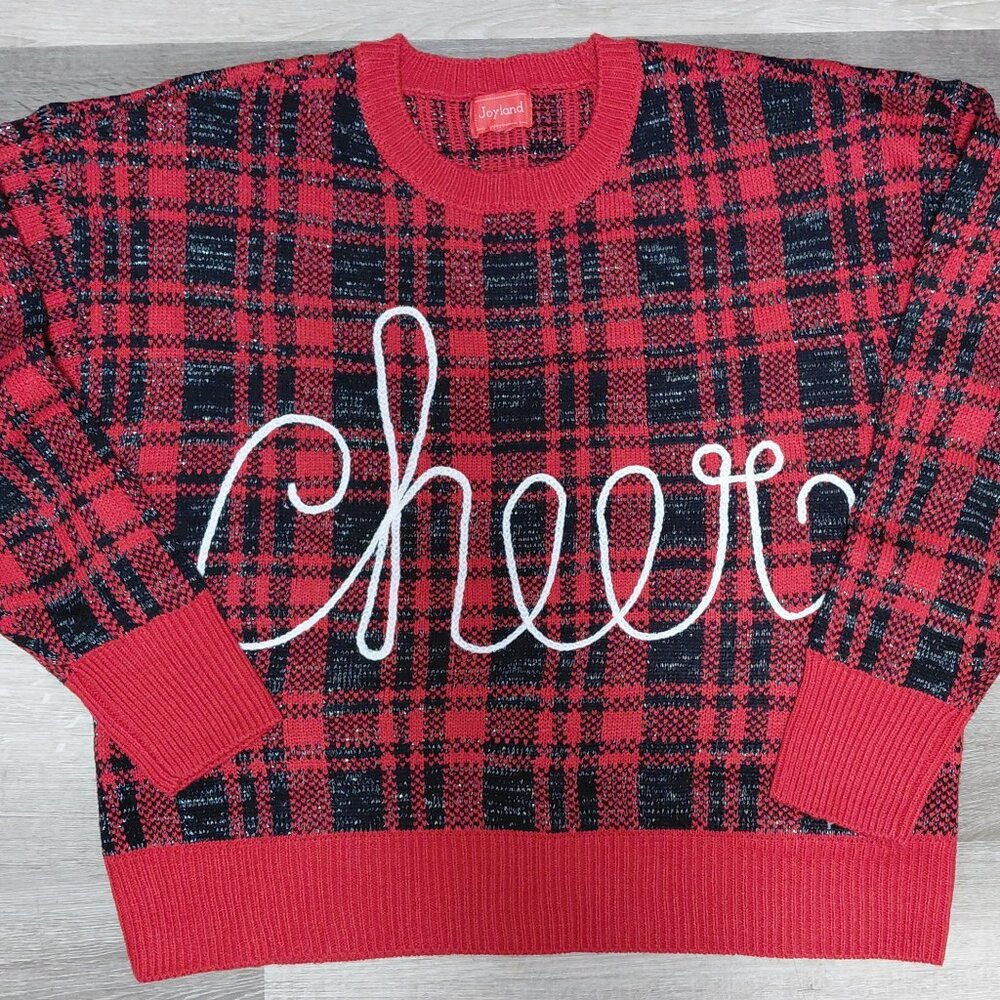 NWT Joyland Red Adult Large Full Womens Plaid Sweater
